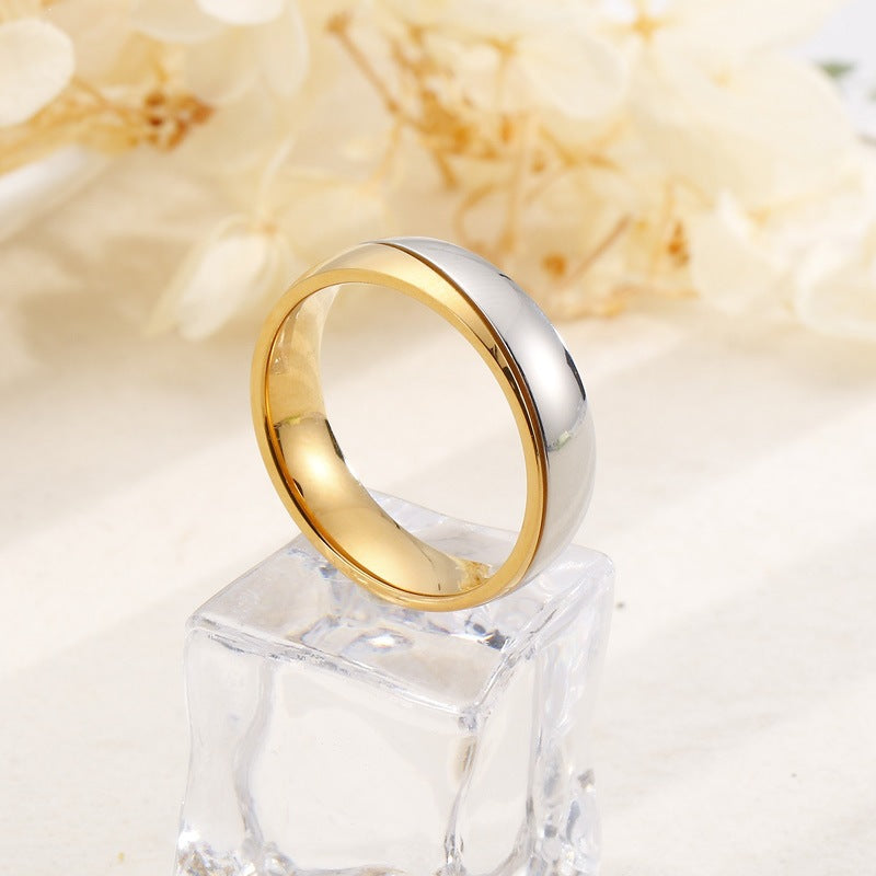 Japan And South Korea Men's And Women's Titanium Steel Rings, Zircon-Inlaid