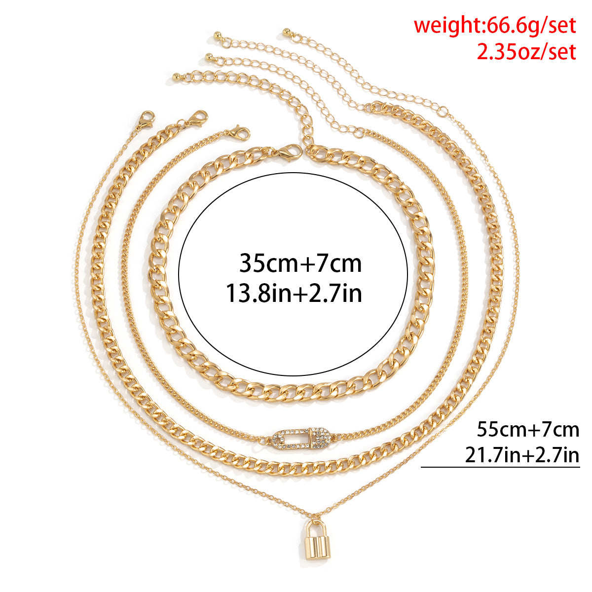 Lock Pin Chain Necklace By Planderful For Women Bold Retro Punk Statement With Stacked Thin Chains Vienna Verve