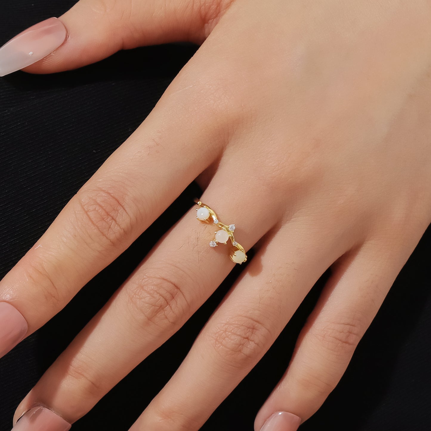 TikTok Popular Opal Ring S925 Sterling Silver Natural Opal