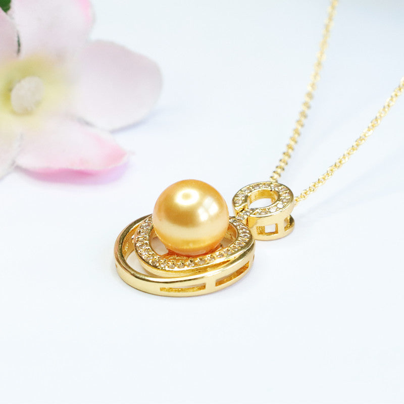 Champagne Shell Pearl Openwork Pendant — No Chain