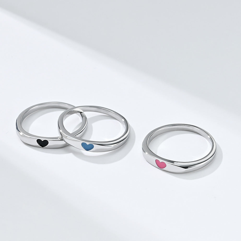 Japanese and Korean Style Simple Love Titanium Steel Ring