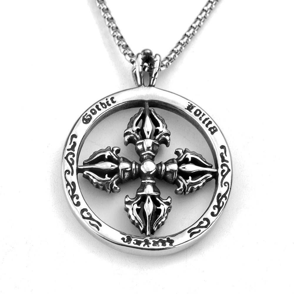 Vintage Men's Jewelry Stainless Steel Personalized Cross Pendant Necklace
