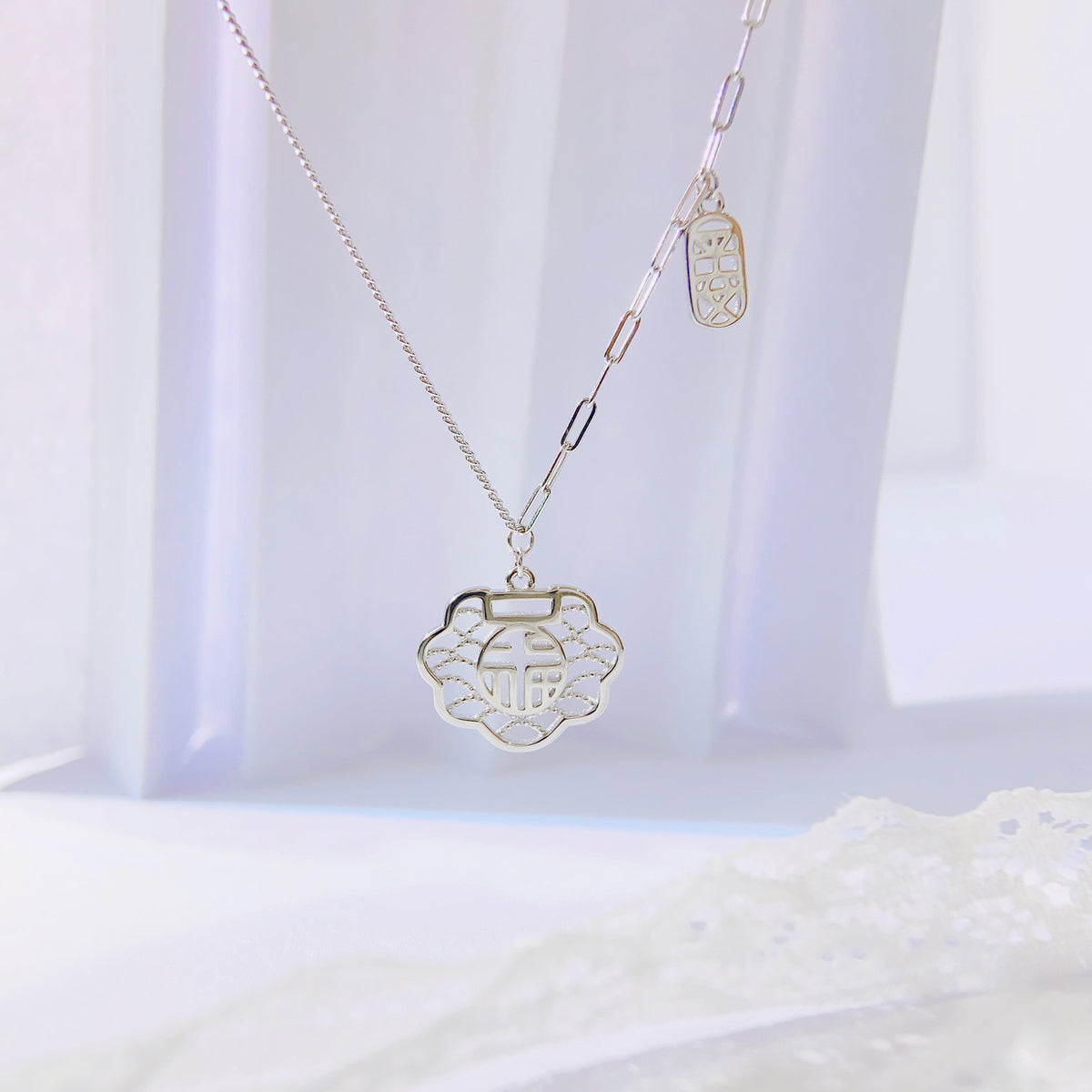 Minimalist Guofeng 925 Sterling Silver Women's Pendant Necklace