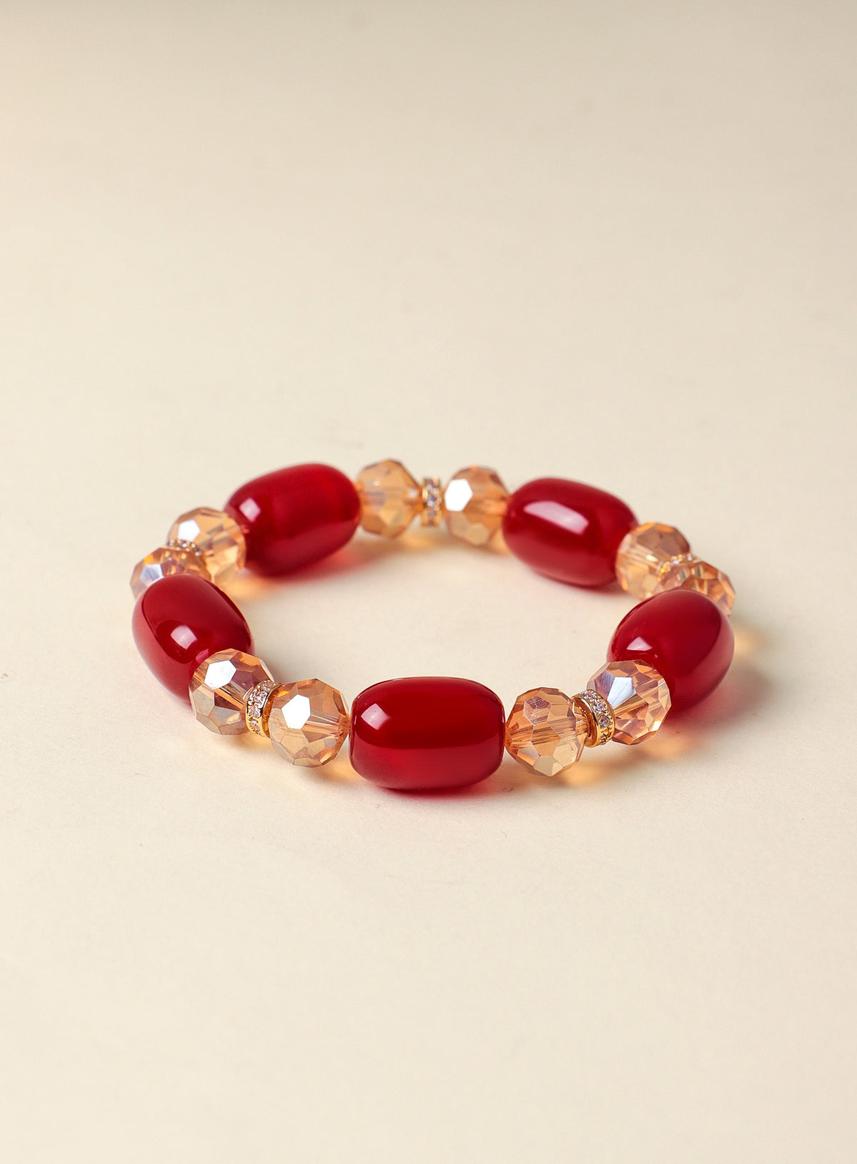 Agate Crystal Barrel Bead Bracelet