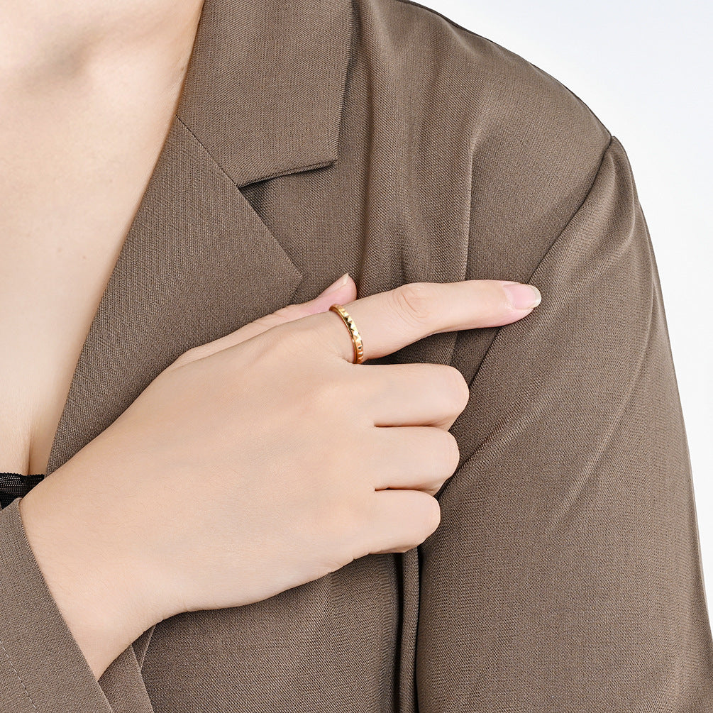 Steel Ring - Elegant Rotating Lattice Rhombus Design For Couples Everyday Genie Jewelry