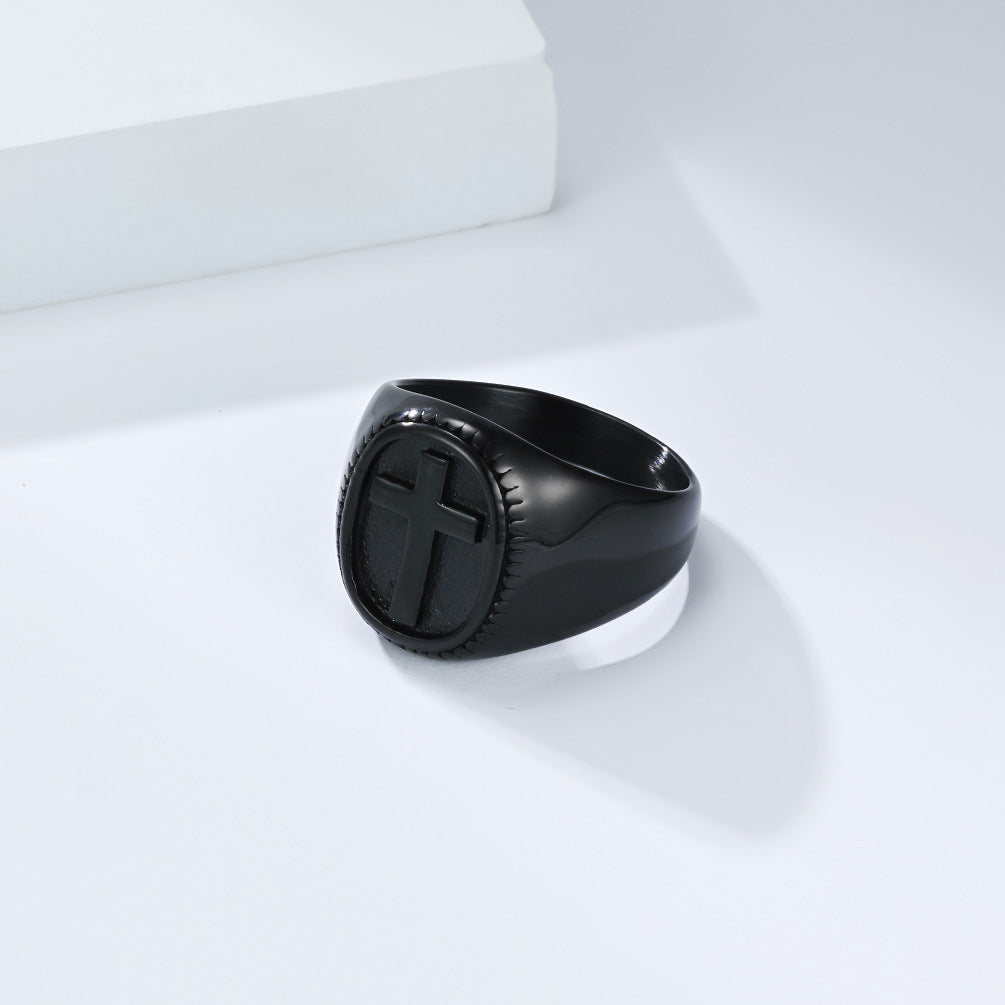 Planderful Titanium Steel Cross Ring Unisex Fade Resistant Durable Everyday Genie Style