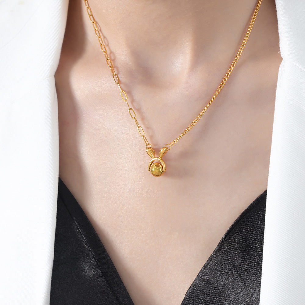 Ultimate Luxe Football Rabbit Gold Necklace for Women - Minimalist Design