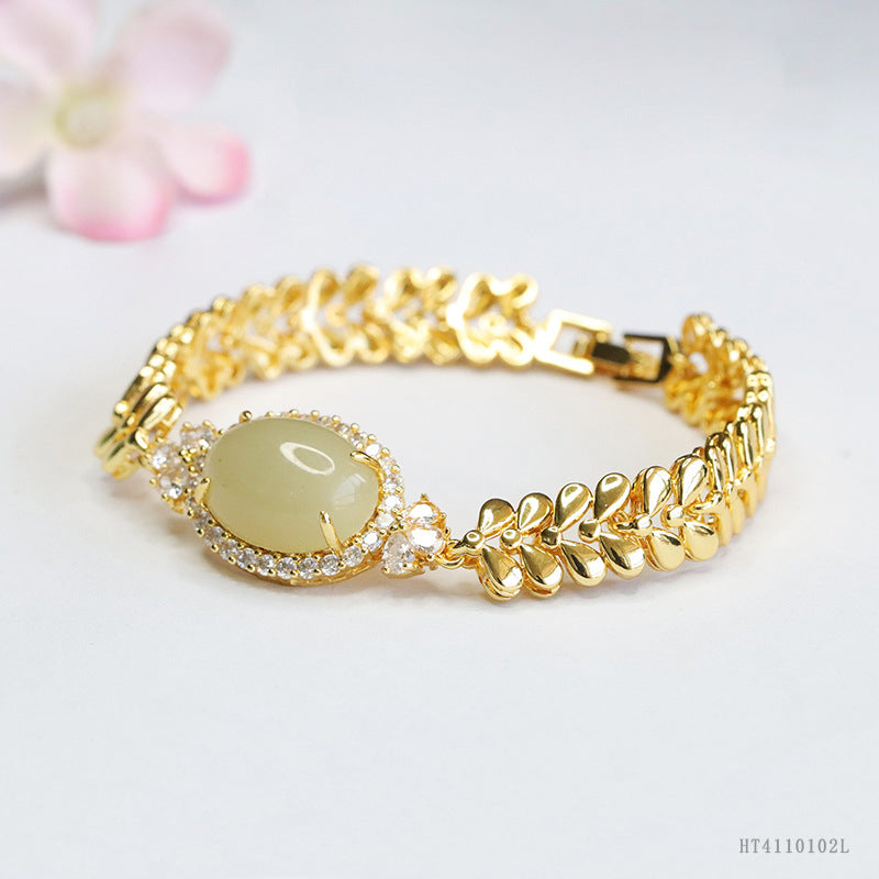 Qingshui Hetian Jade Wheat Motif Bracelet