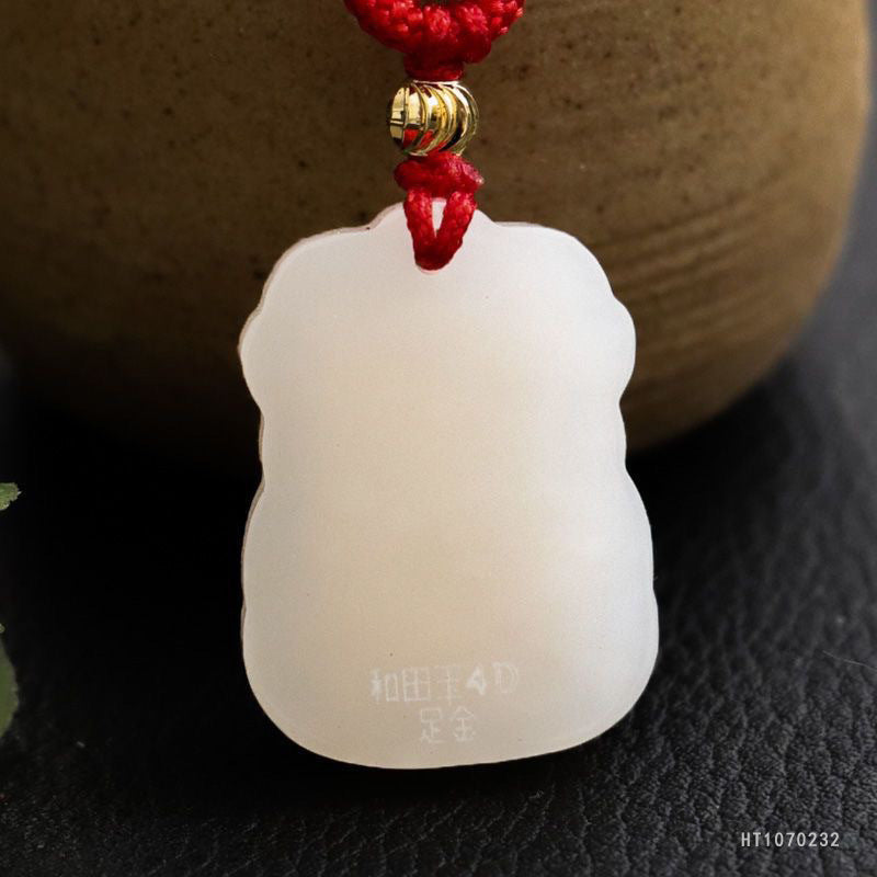 Hetian Jade Golden Ox Pendant with Cord