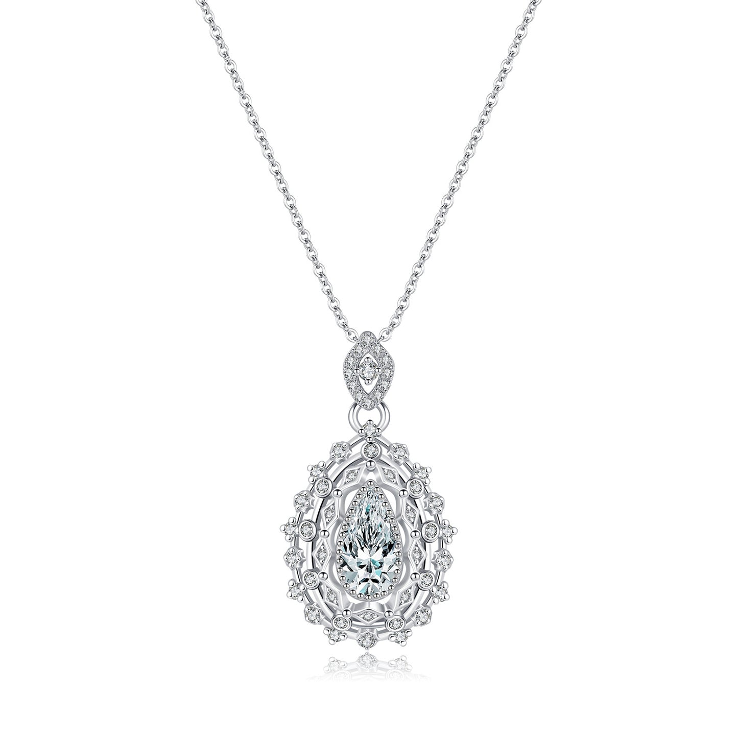 Planderful Everyday Genie Necklace – Elegant S925 Sterling Silver Old Money Style with Bright Zircon Water Drop Pendant