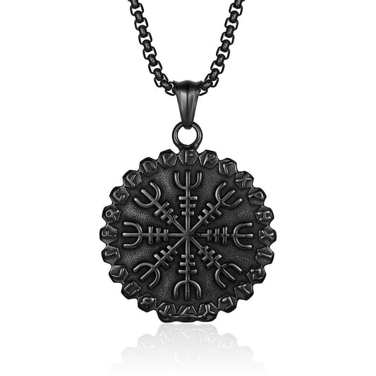 Planderful Viking Compass Necklace For Men Durable Titanium Steel Snowflake Pendant Retro Nordic Jewelry