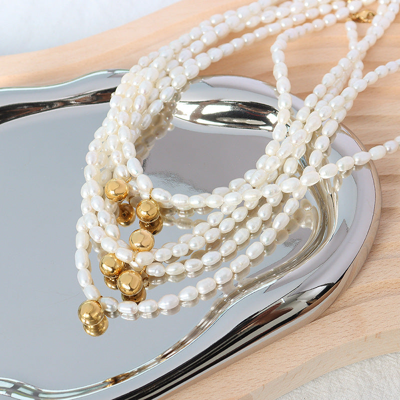 Elegant French Style Freshwater Pearl Pendant Necklace with 18K Gold Chain