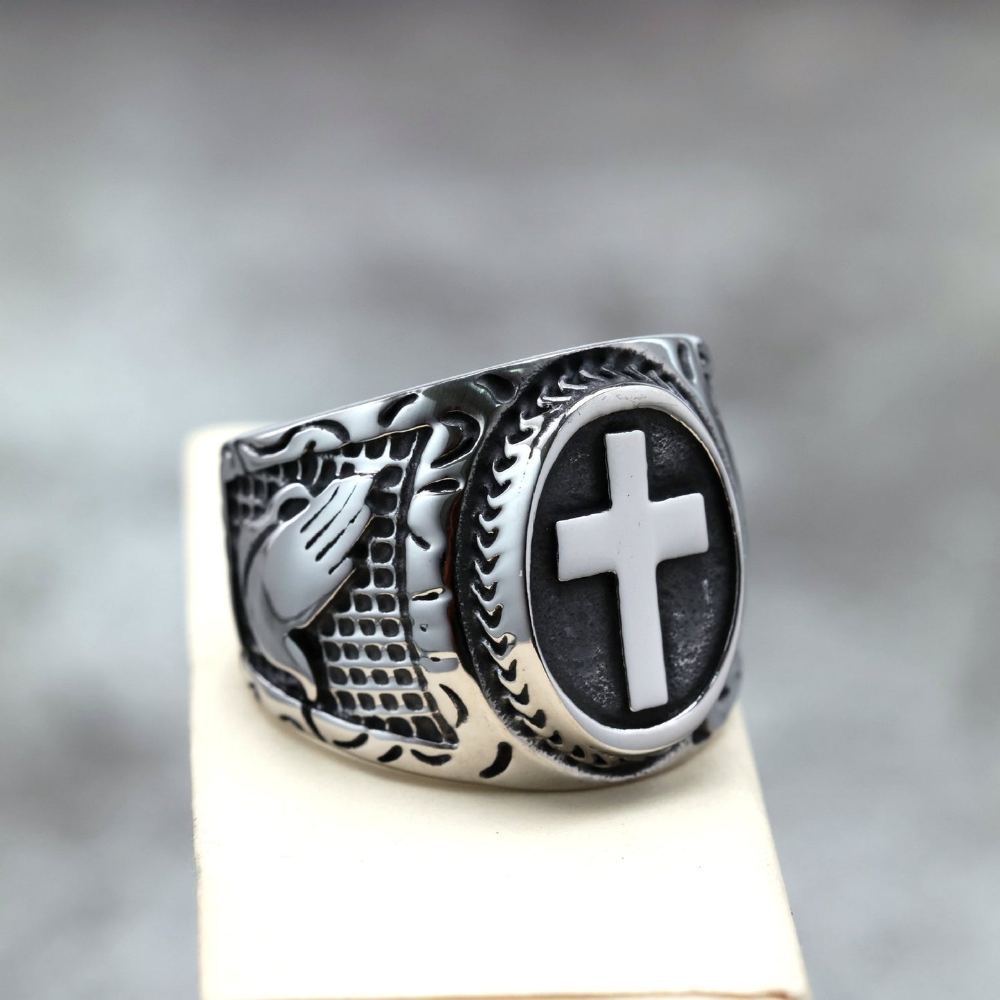 Hand Of God Cross Ring For Men In Steel Durable Fashion Statement Planderful Everyday Genie