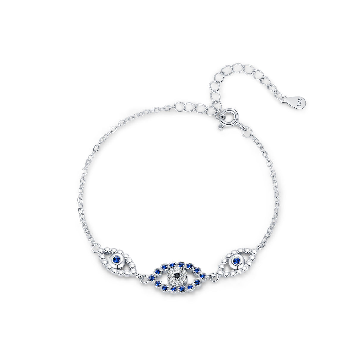 925 Sterling Silver Blue Eye Openwork Bracelet