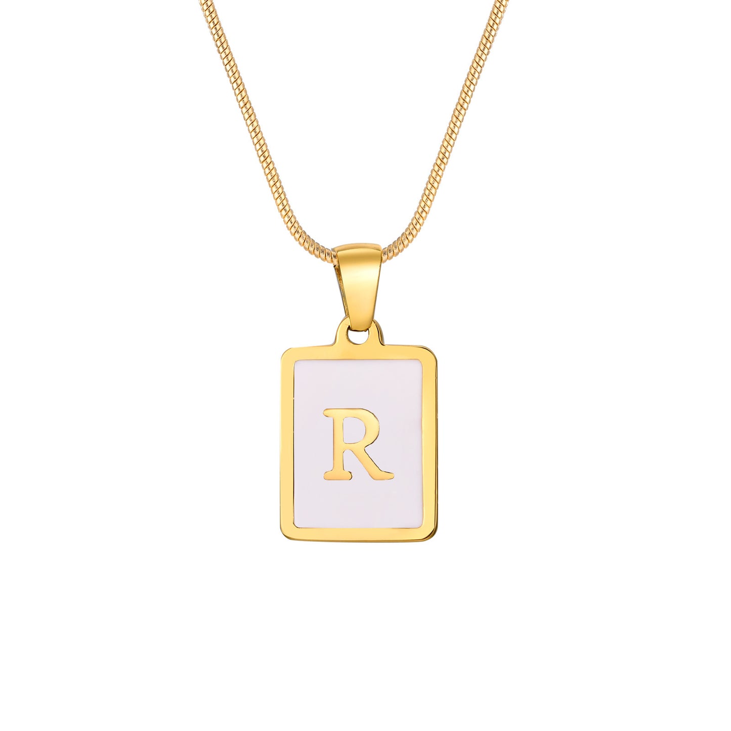 European And American Stainless Steel Gold Letter Pendant Necklace Women