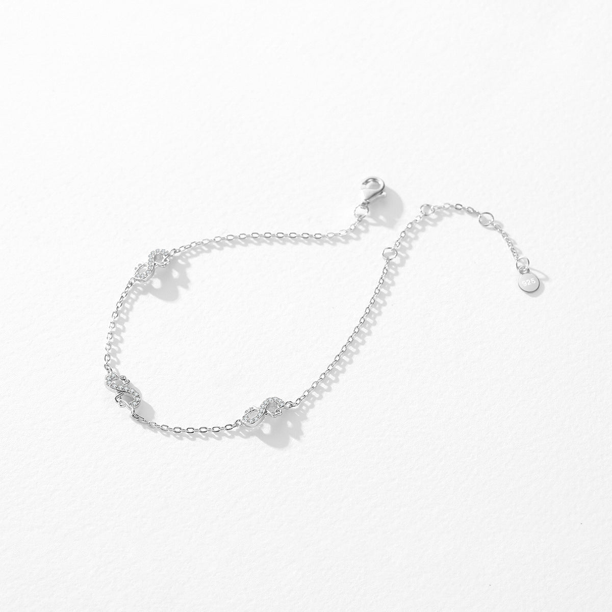 Infinite Love Sterling Silver Bracelet with Zircon Gems by Planderful