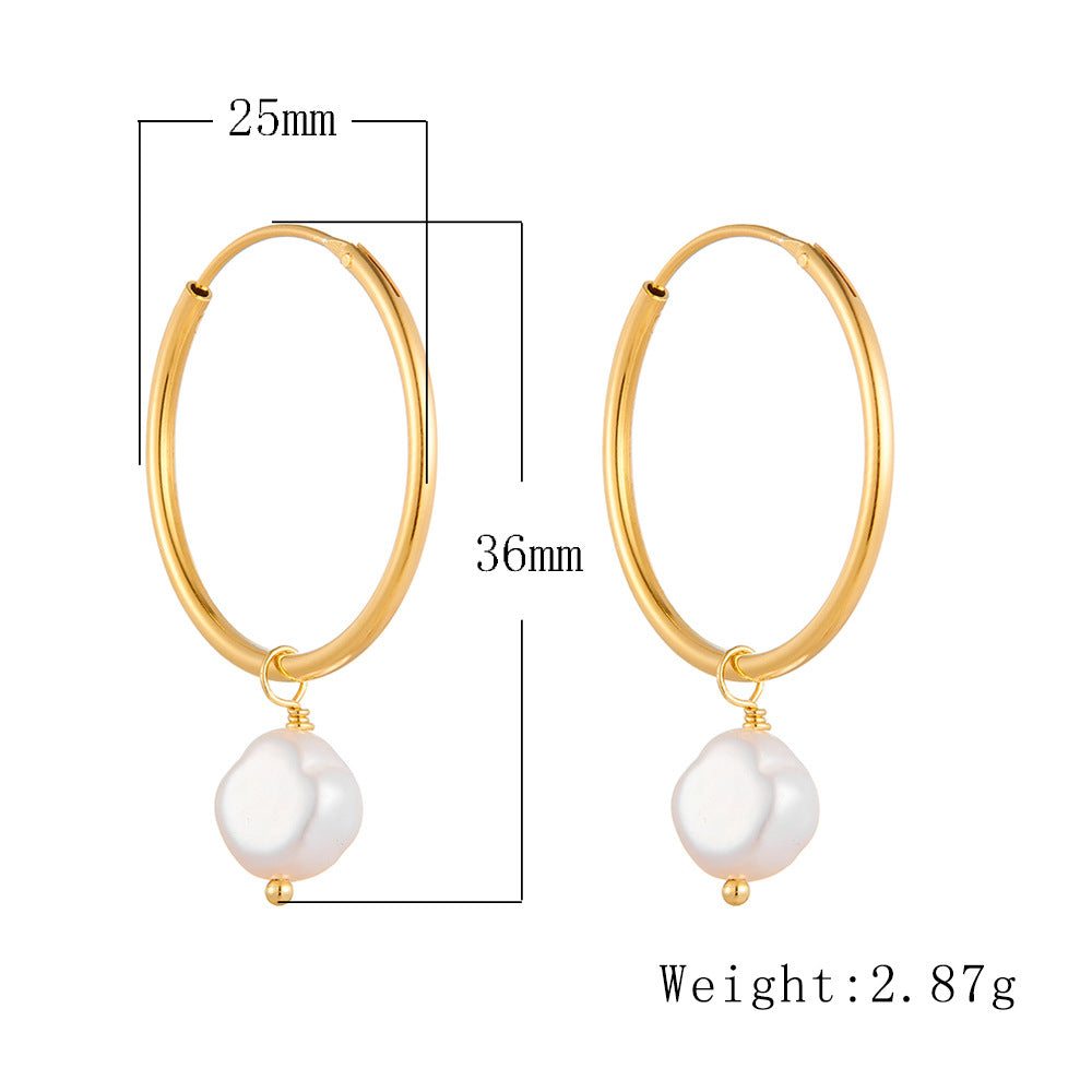 S925 Silver Earrings Natural Freshwater Beads Pearl Earrings Retro Earrings