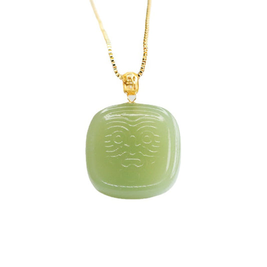 Heavenly Jade Pendant Necklace with Geometric Design
