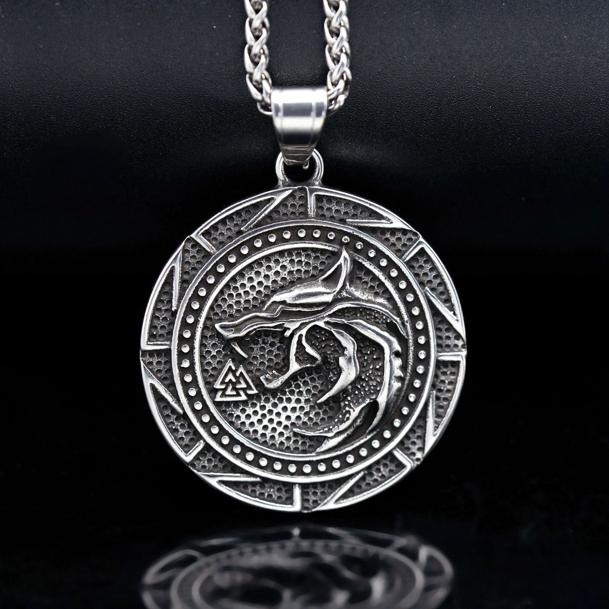 Celtic Viking Wolf Stainless Steel Pendant Necklace