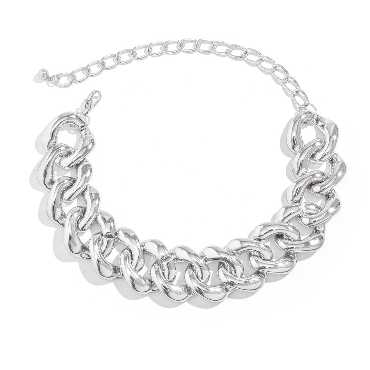 Trendy Hip-hop Thick Chain Necklace with Exaggerated Square Button