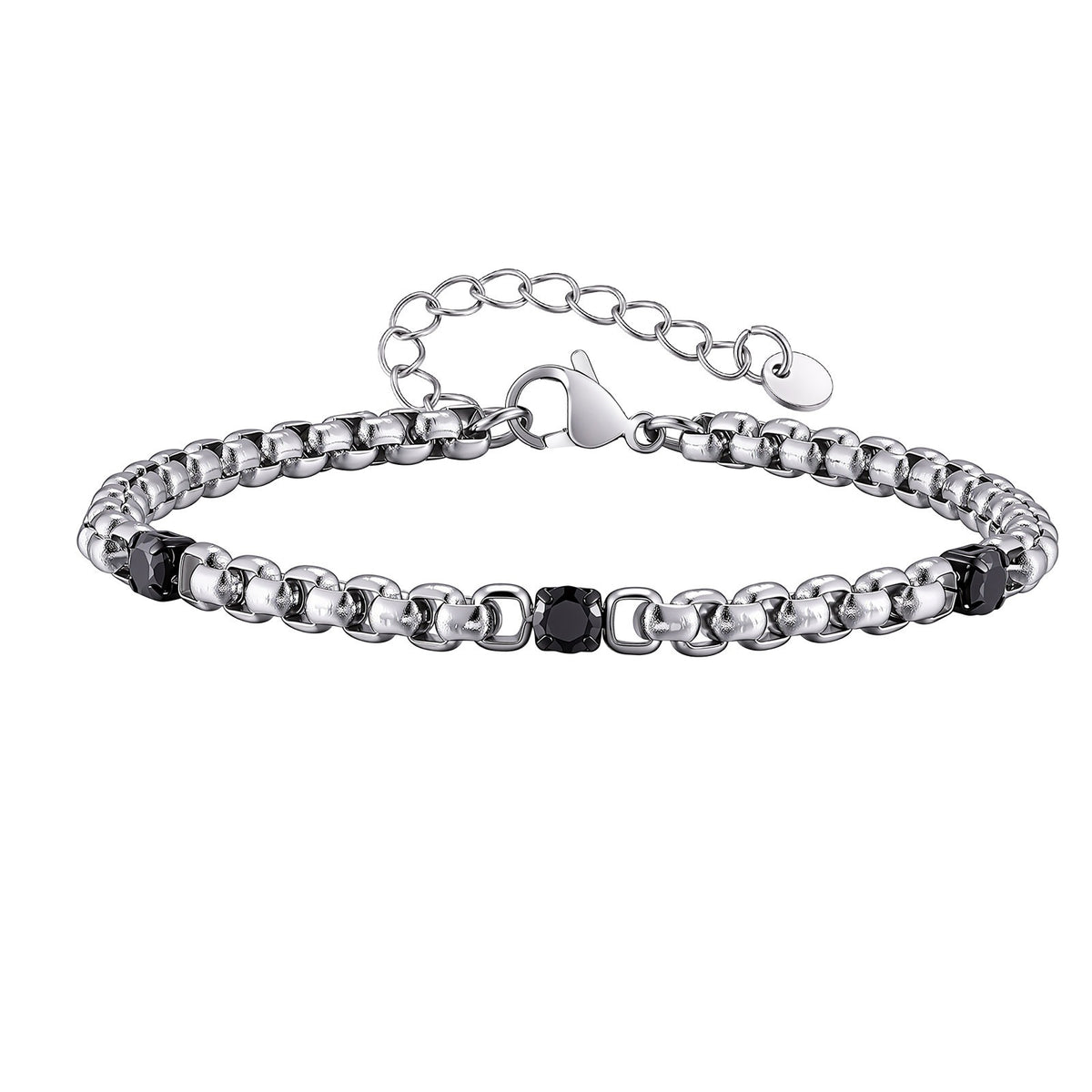 Pearl Zircon Black Stainless Steel Bracelet