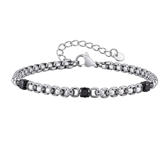 Pearl Zircon Black Stainless Steel Bracelet