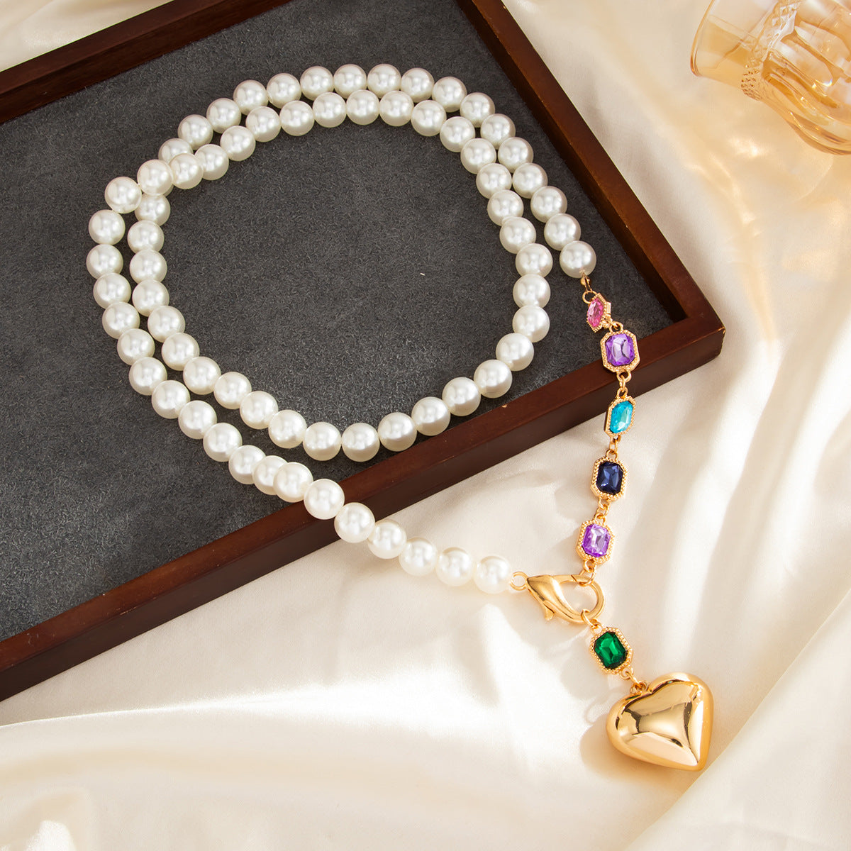 French Court Pearl Gemstone-Style Necklace