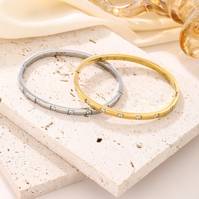 Planderful Jewelry Stainless Steel Zircon Bracelet