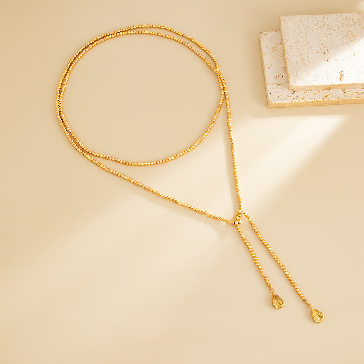 Irregular Beaded Wound Neck Chain Imitation Pearl Sequ Pendant Fringed Necklace