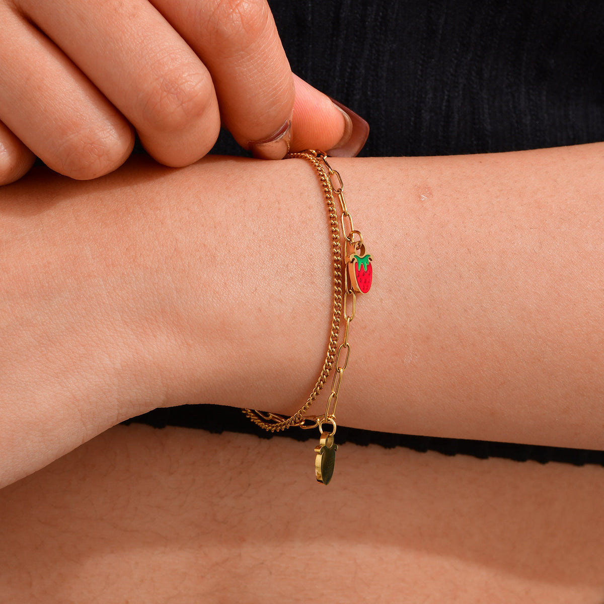 Girls Sweet Wind Double Stainless Steel Bracelet