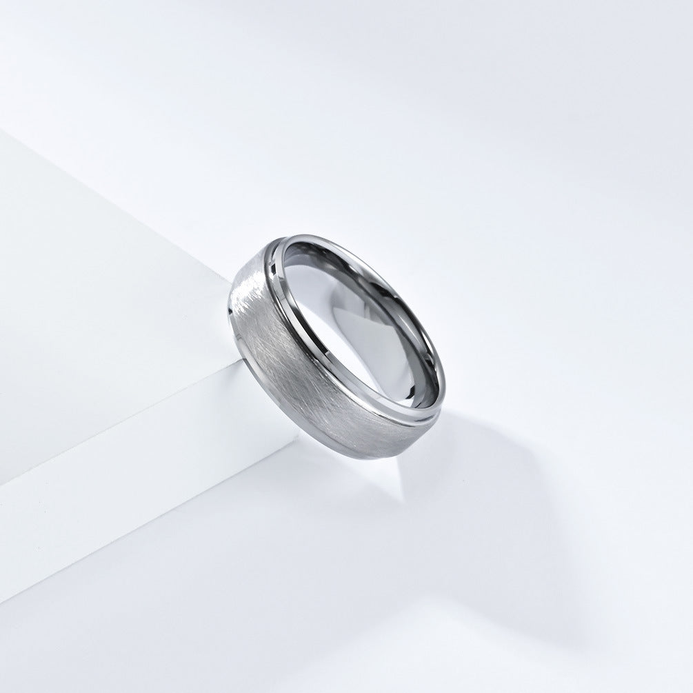 Matte Brushed Tungsten Steel Ring for Men by Planderful