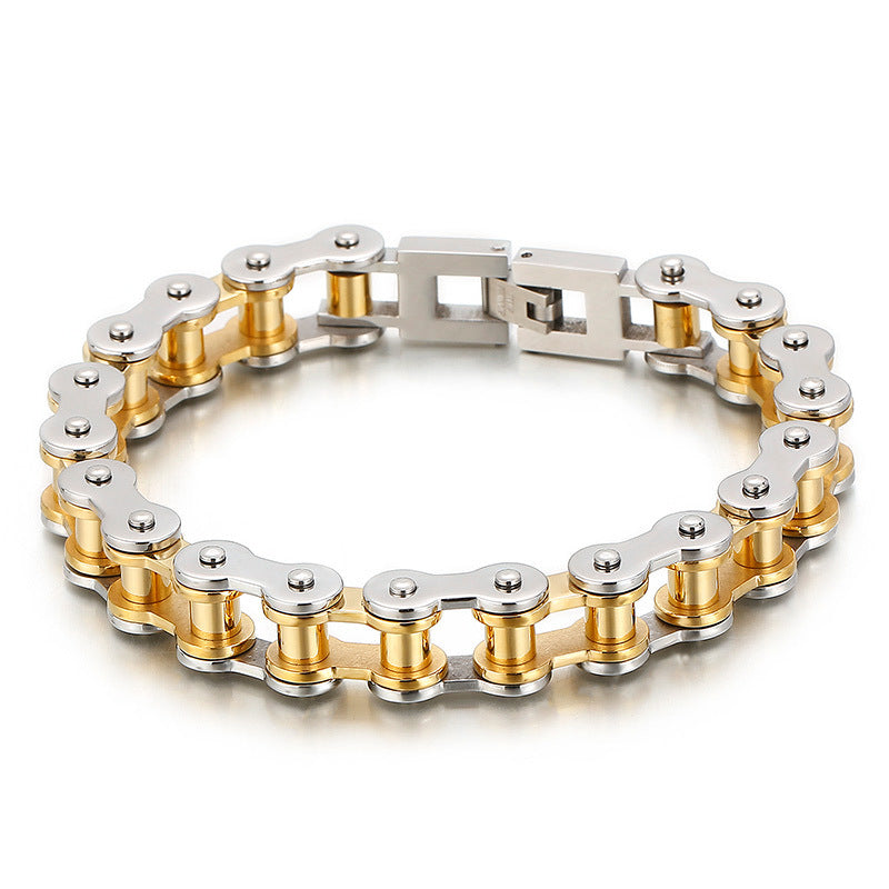 Personalized 11mm Men's Bicycle Bracelet in Rock Hip-Hop Style - European and American Design