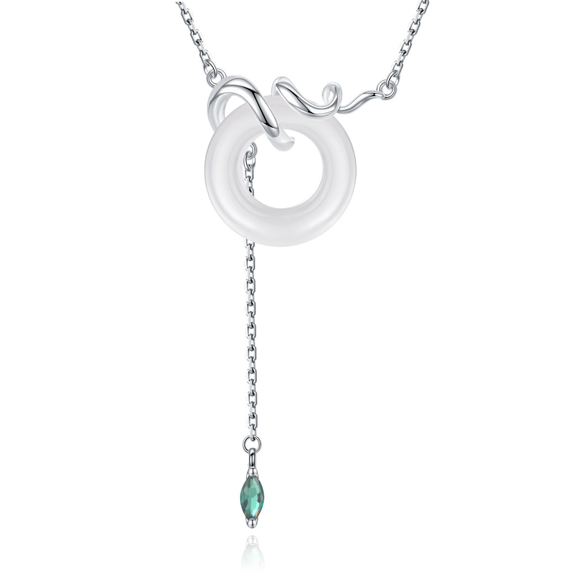 S925 Sterling Silver Natural Chalcedony Safety Buckle Necklace