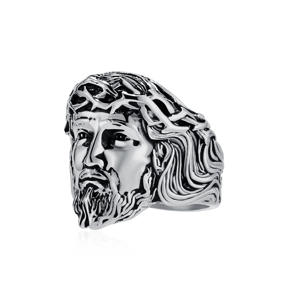 Style Head Stainless Steel Ring Three-Dimensional Design