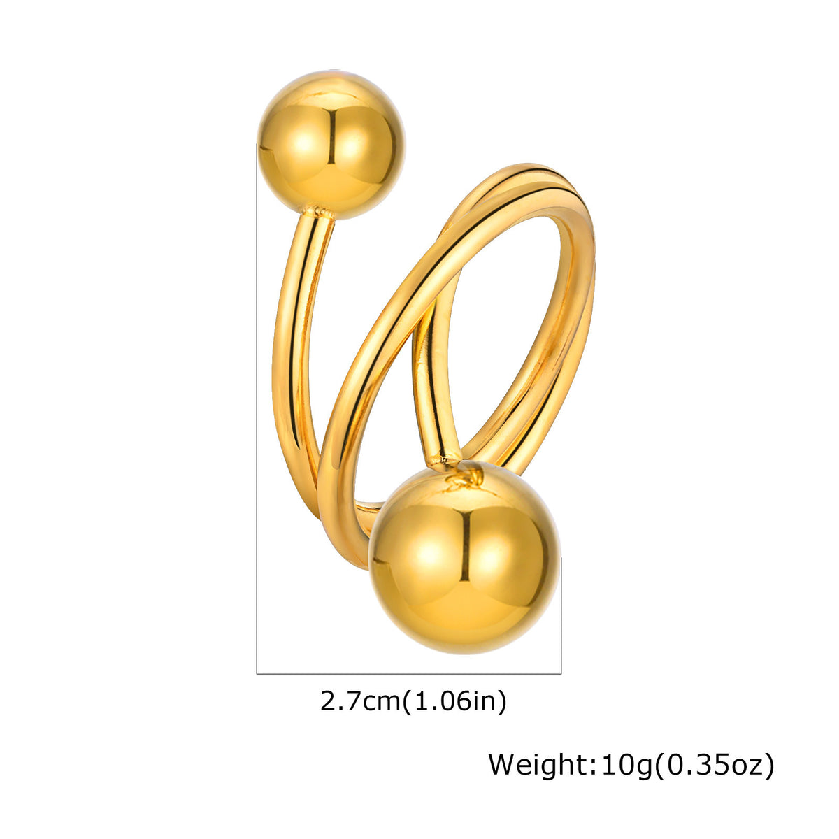 : Stainless Steel Smooth Cross-Layer Three-Layer Round Ball Gold Ring For Women