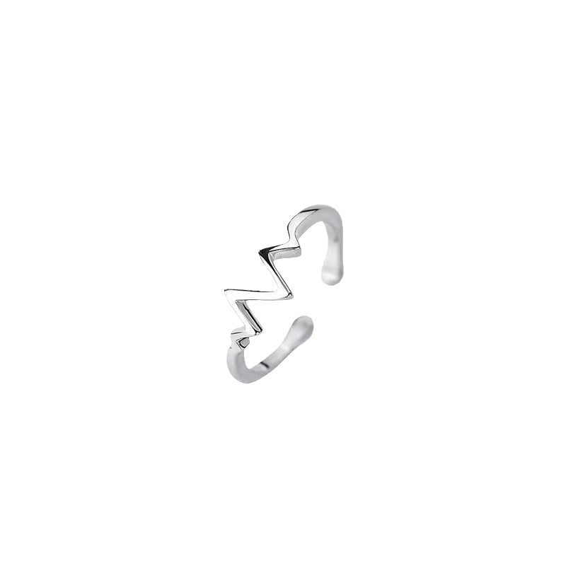 925 Sterling Silver Ring Female Heartbeat Design Fashion
