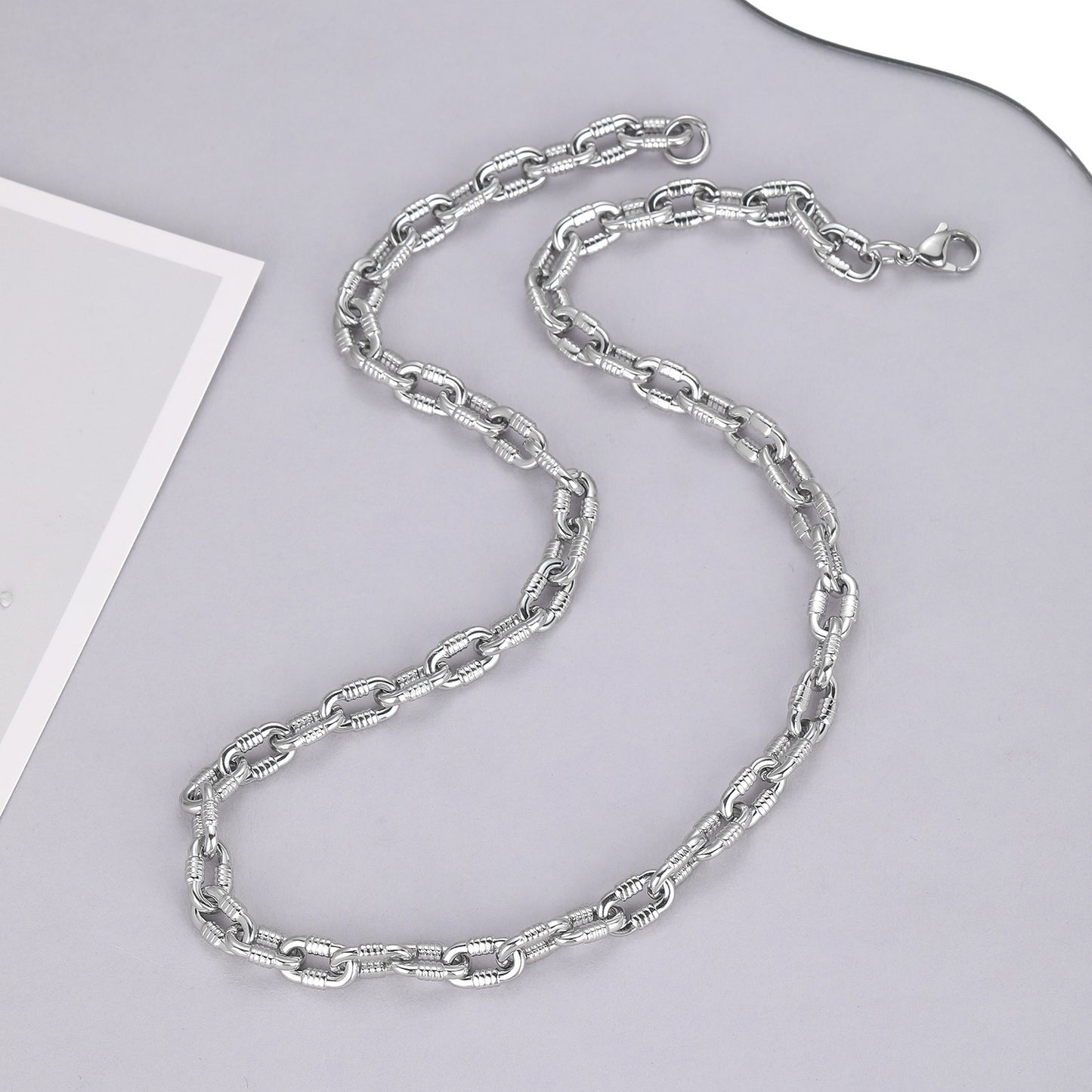 Planderful Jewelry Cuban Link Necklace Steel Modern Hip Hop Inspired Unisex Style