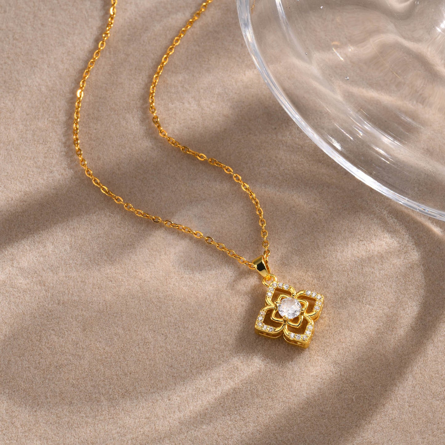 European And American Cross-Border Zircon Flower Necklace