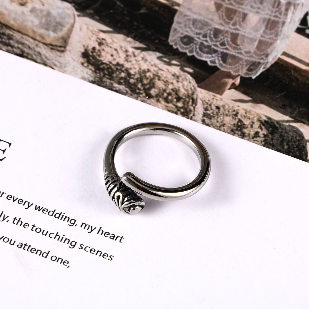 Couple Titanium Steel Ring Thin Retro Style Size 7 11