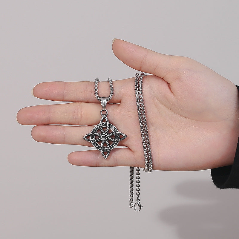 Steel Necklace - Vintage Nordic Celtic Eternal Cycle Viking Inspired Jewelry For Men