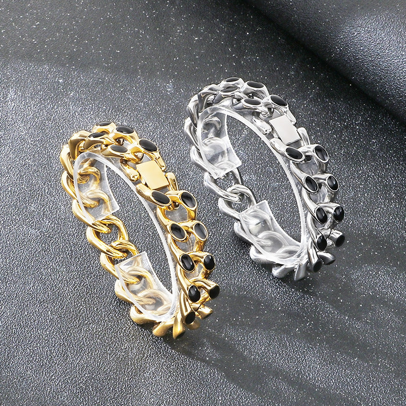 Polished Bracelet – Hip-Hop Nightclub Design Drip Cuban Chain Buckle Stainless Steel