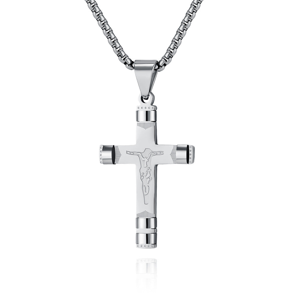 Elegant Stainless Steel Cross Necklace for Trendy Men