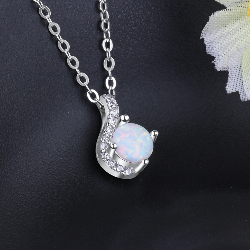 Planderful Jewelry Sterling Silver Opal Necklace