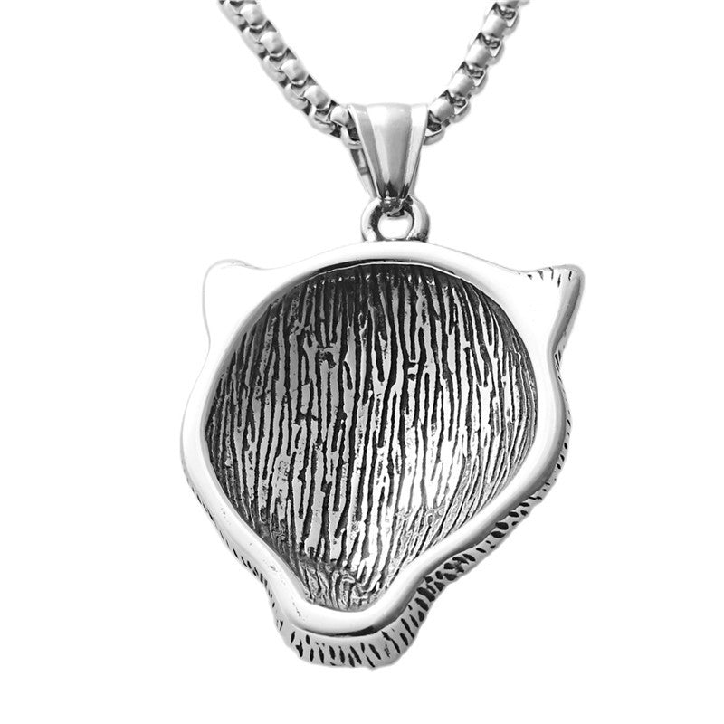 Personalized Punk Lion Head Pendant Necklace in Titanium Steel for Men - Retro Trendy Animal Design