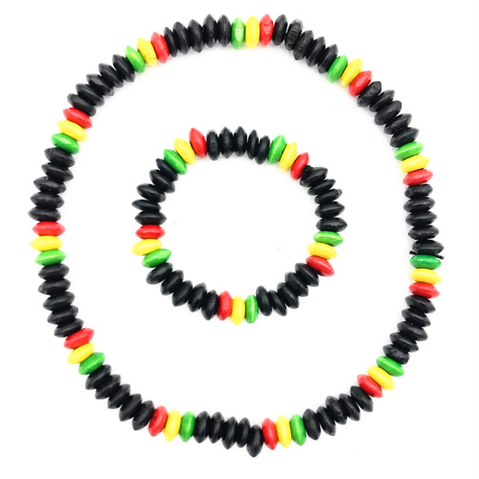 African Rhythms Wooden Beads Necklace Set with Headband