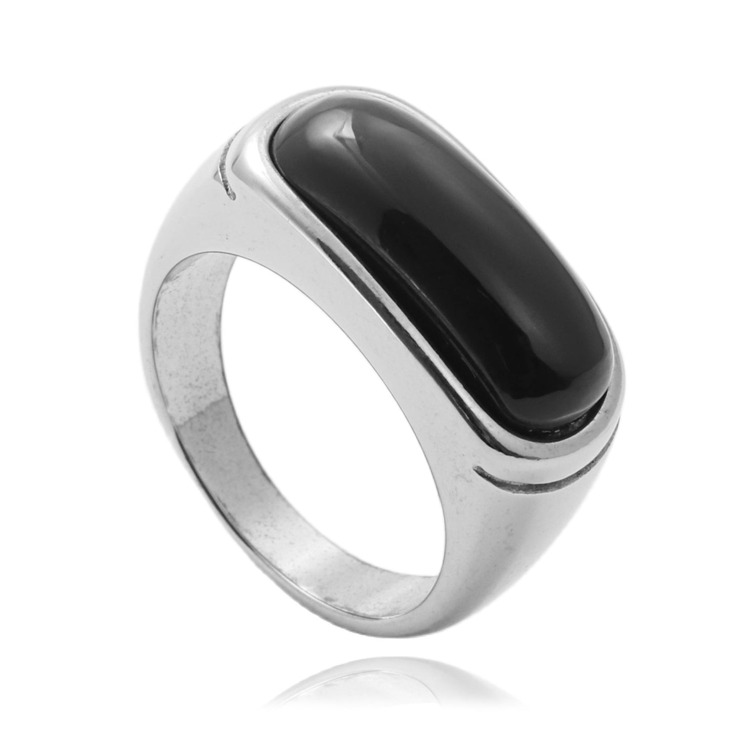 Trendy Multi-Color Titanium Steel Gemstone Ring for Men – Retro Punk Style