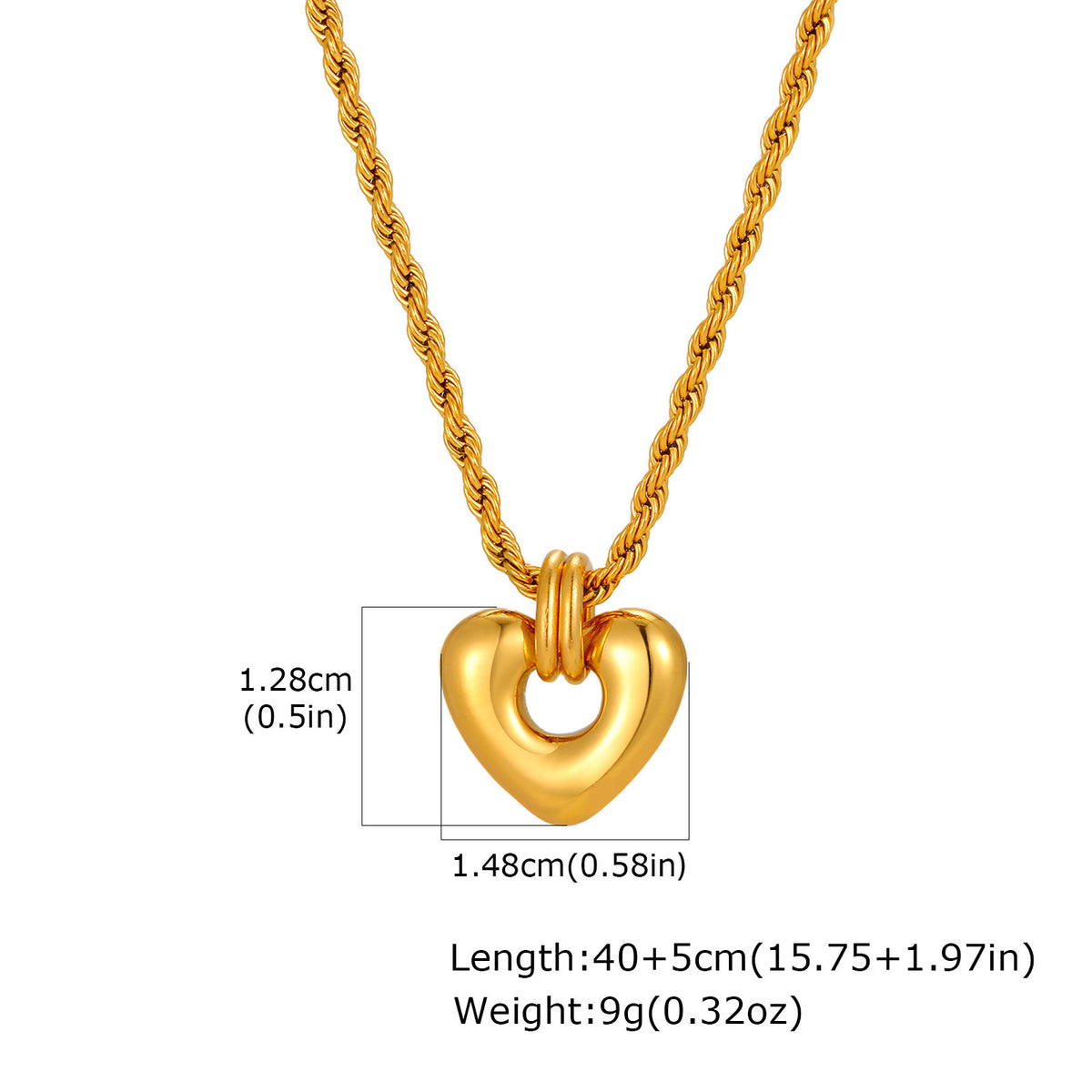 Stainless Steel Twist Chain Hollow Love Necklace Women's Collarbone Chain Necklace Gold