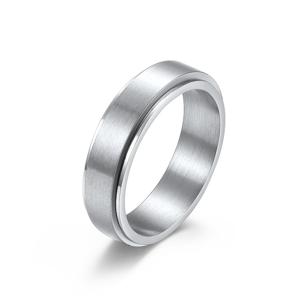 Planderful Rainbow Titanium Steel Ring For Couples Rotating Matte Sand Surface Stainless Steel Band Unisex
