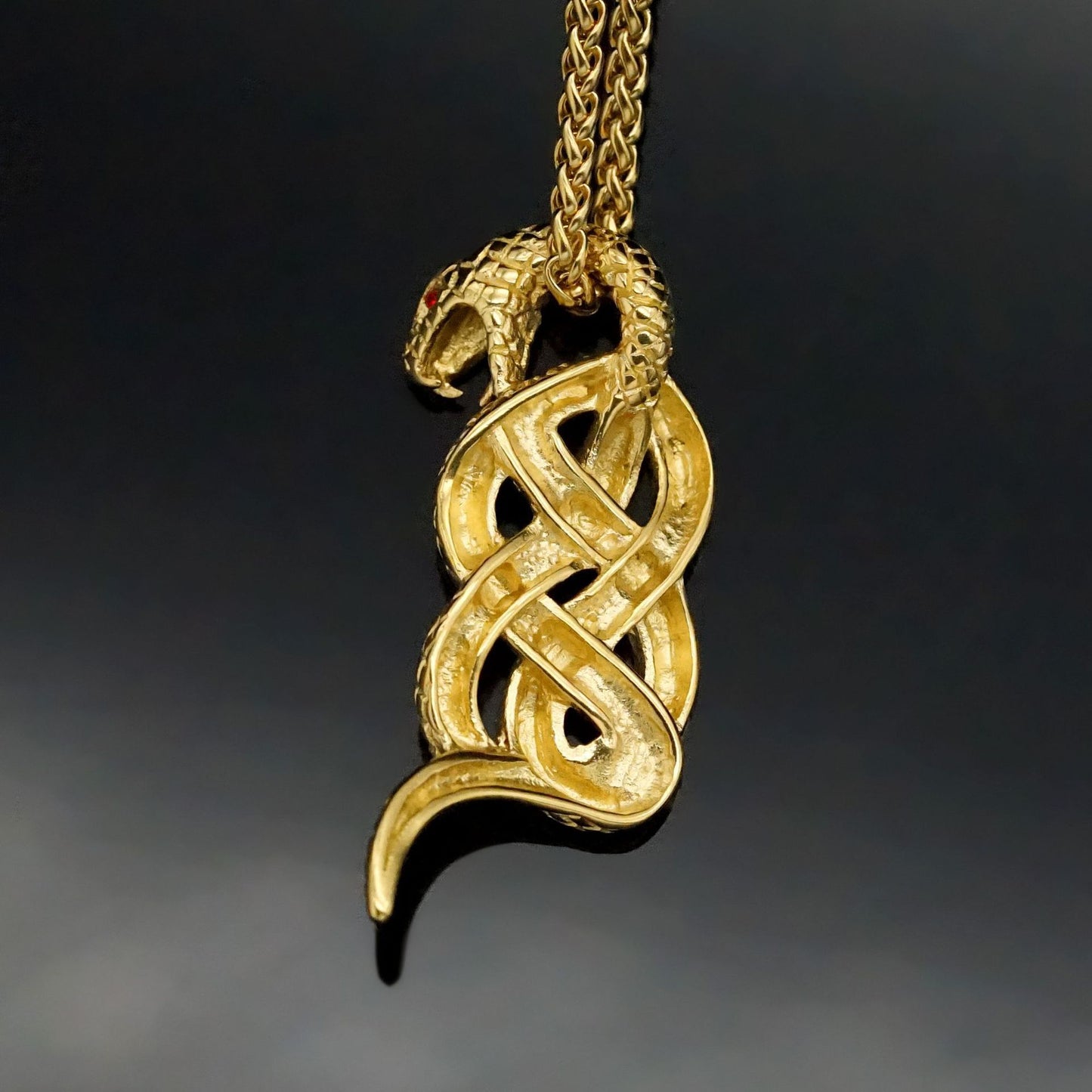Planderful Snake Pendant Necklace Stainless Steel Gold Plated Year Of The Snake Unisex Personalized Jewelry Gift