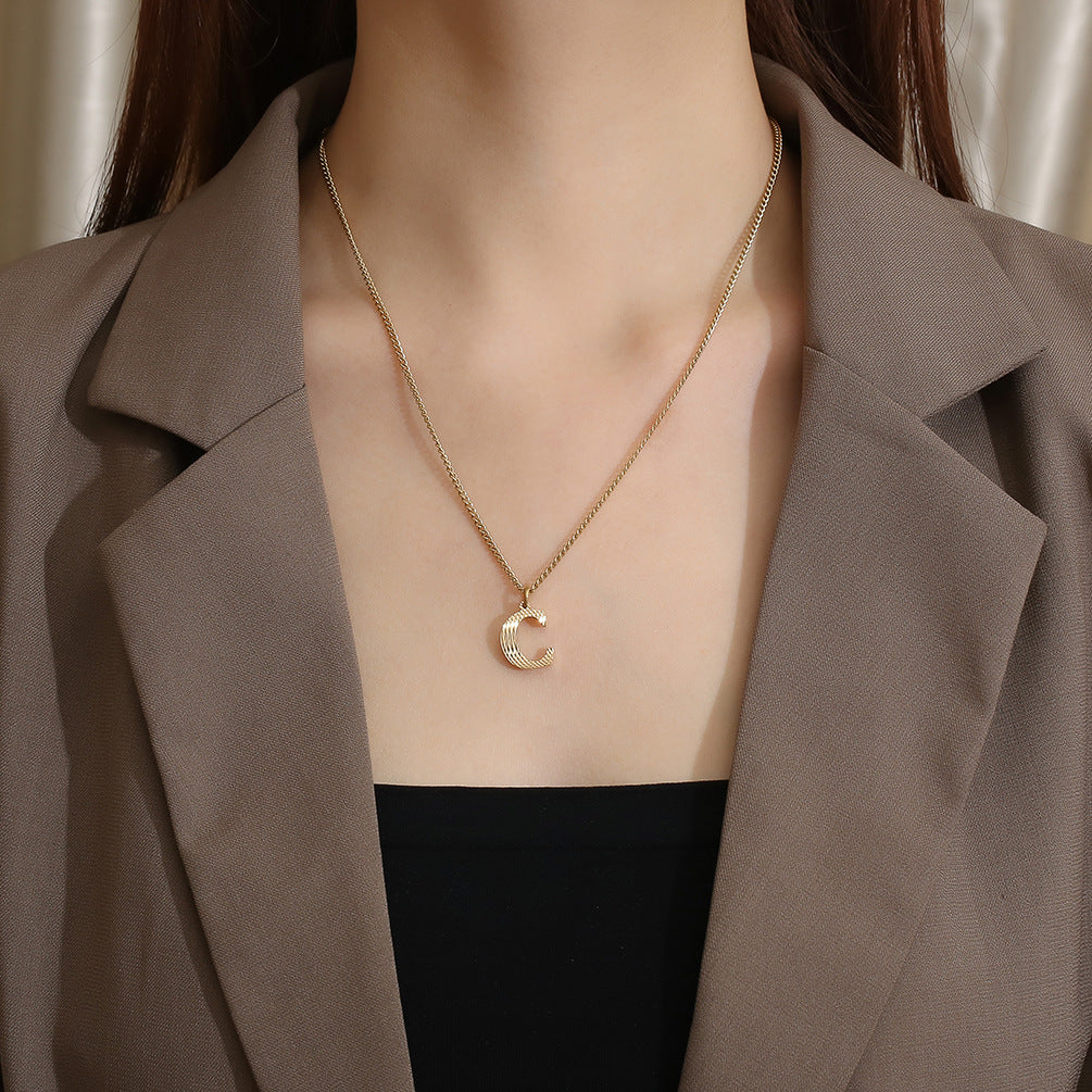 Planderful Everyday Genie Gold Plated Letter Surname Pendant For Couples Unisex Premium Magazine Style Jewelry